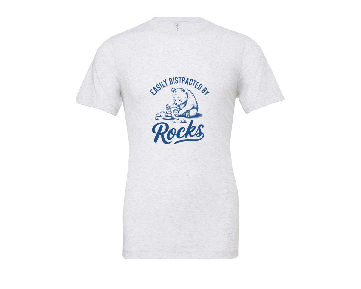 brand:Bella Canvas|color:Ash Grey|Easily Distracted By Rocks Design Graphic T-Shirt