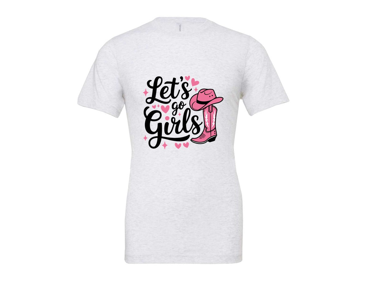 brand:Bella Canvas|color:Ash Grey|Lets Go Girls Western Cowgirl Graphic T-Shirt
