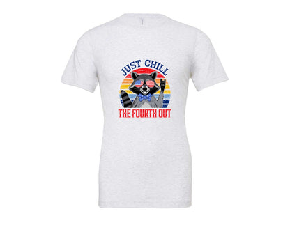 brand:Bella Canvas|color:Ash Grey|Retro Raccoon 4Th Of July Chill Vibes Graphic T-Shirt