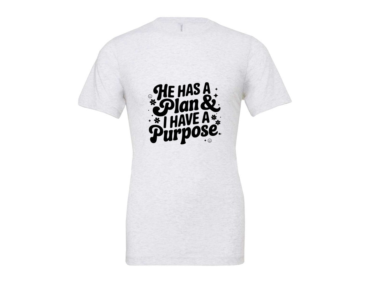 brand:Bella Canvas|color:Ash Grey|He Has A Plan And I Have A Purpose D Graphic T-Shirt