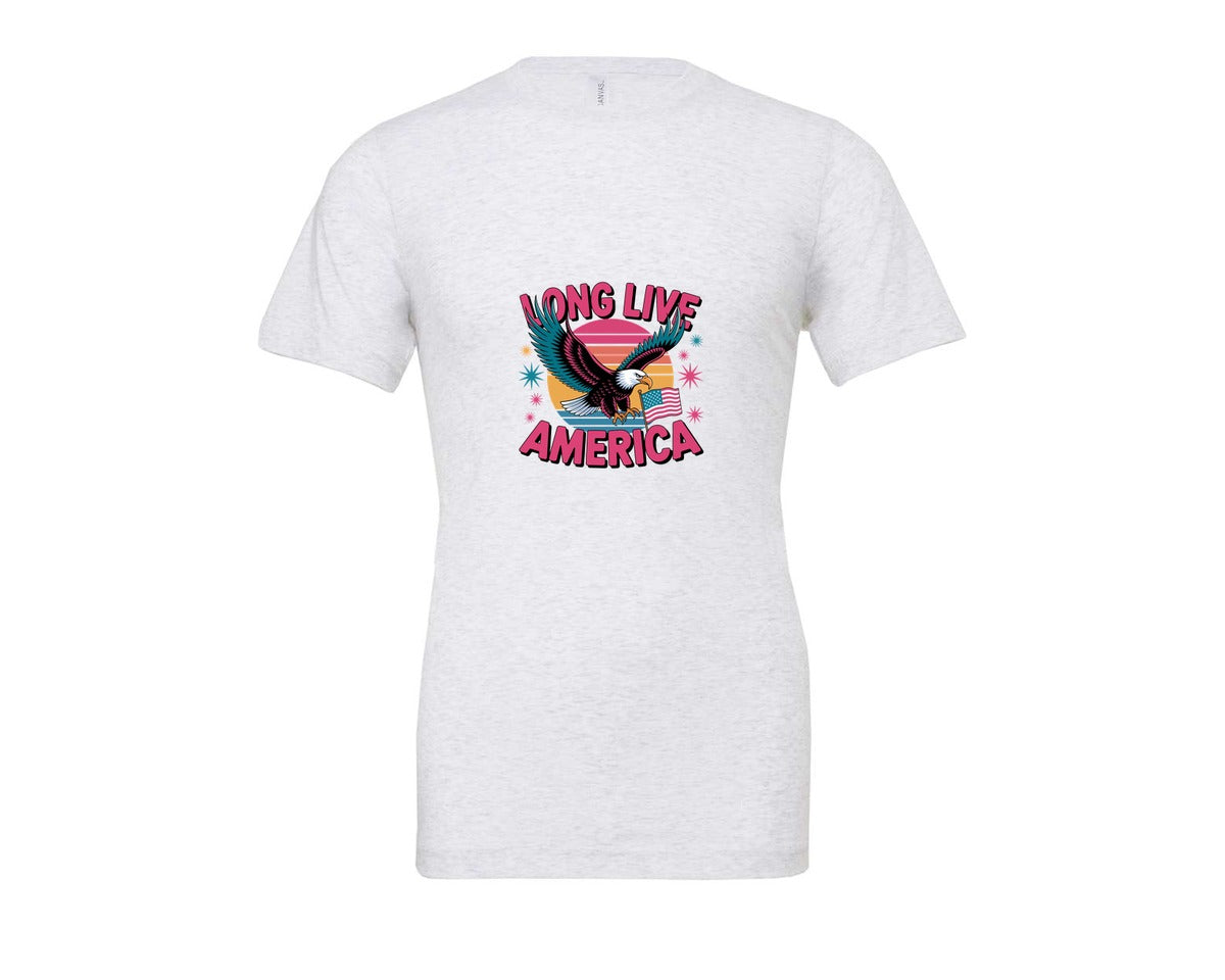 brand:Bella Canvas|color:Ash Grey|Long Live America Graphic T-Shirt