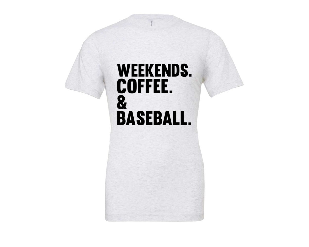 brand:Bella Canvas|color:Ash Grey|Weekends Coffee Baseball Tshirt Design Graphic T-Shirt