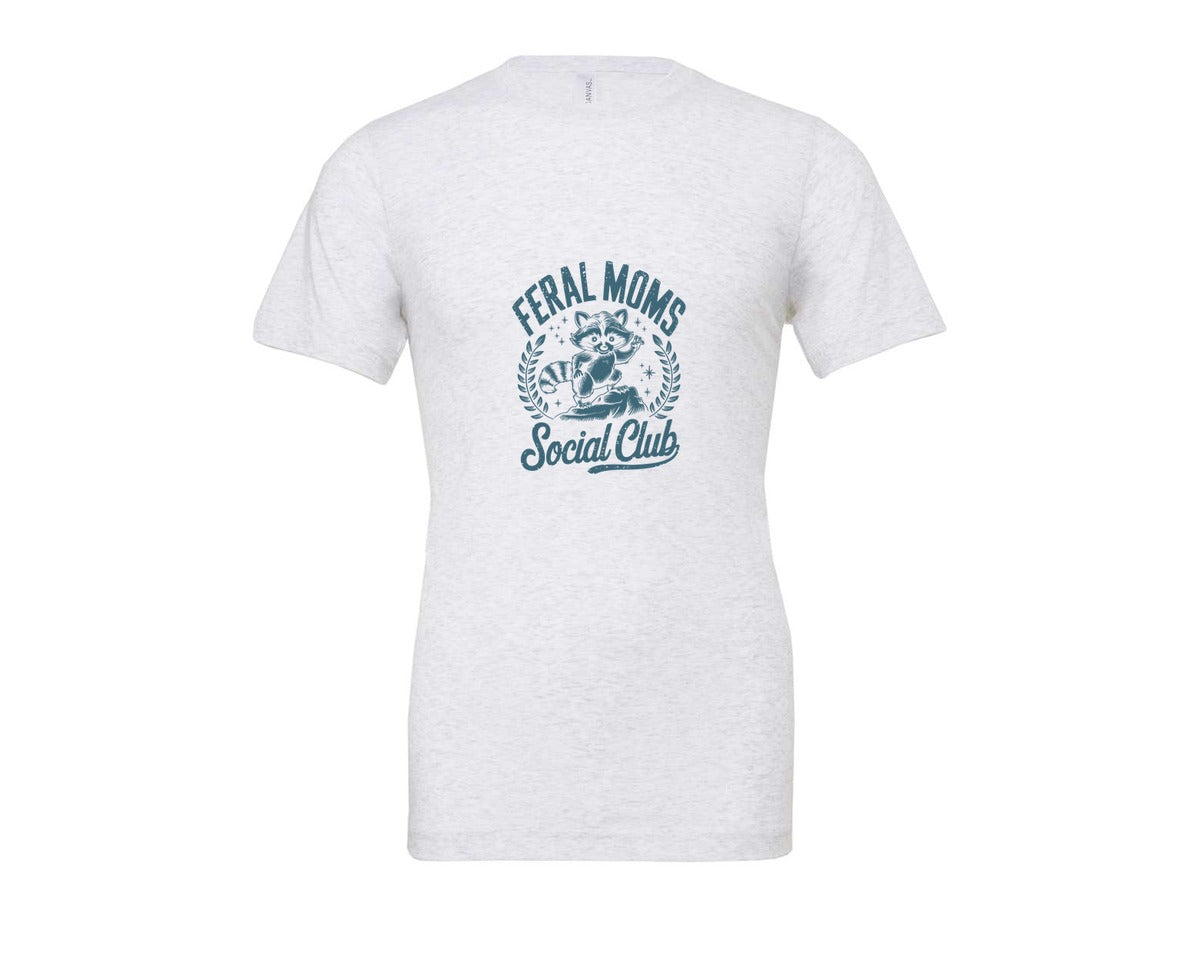brand:Bella Canvas|color:Ash Grey|Funny Mothers Day Raccoon Mama Feral Mom Graphic T-Shirt