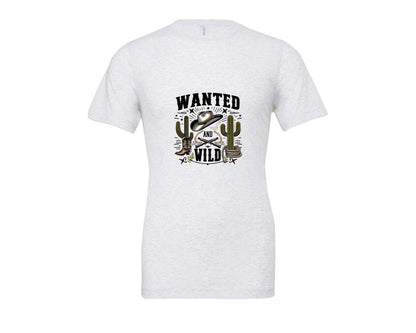 brand:Bella Canvas|color:Ash Grey|Western Wanted And Wild T Shirt Graphic T-Shirt