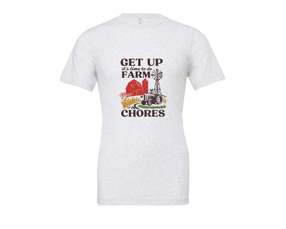 brand:Bella Canvas|color:Ash Grey|Get Up Its Time To Do Farm Chores 2 Graphic T-Shirt