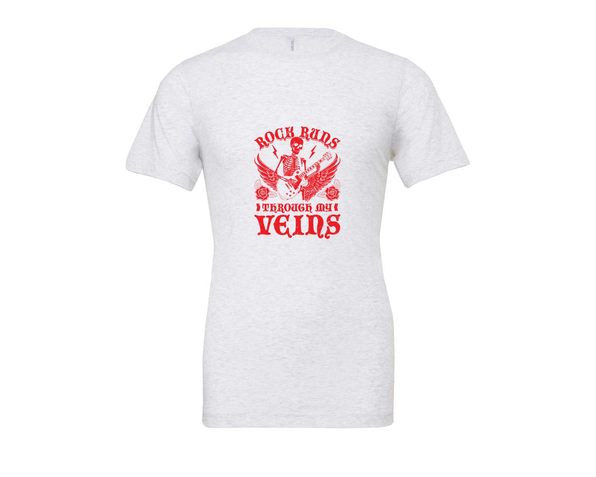 brand:Bella Canvas|color:Ash Grey|Rock Runs Through My Veins Design Graphic T-Shirt