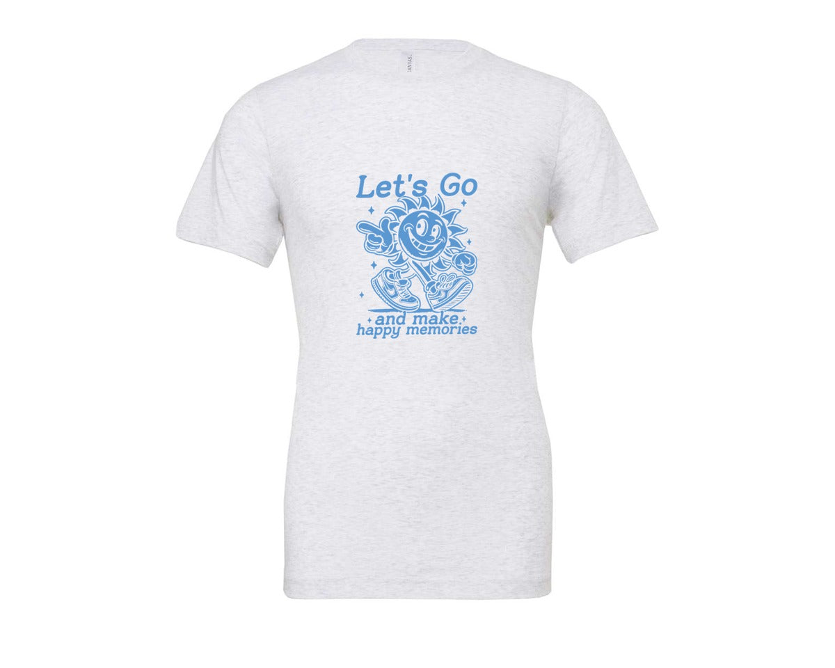 brand:Bella Canvas|color:Ash Grey|Lets Go And Make Happy Memories Graphic T-Shirt