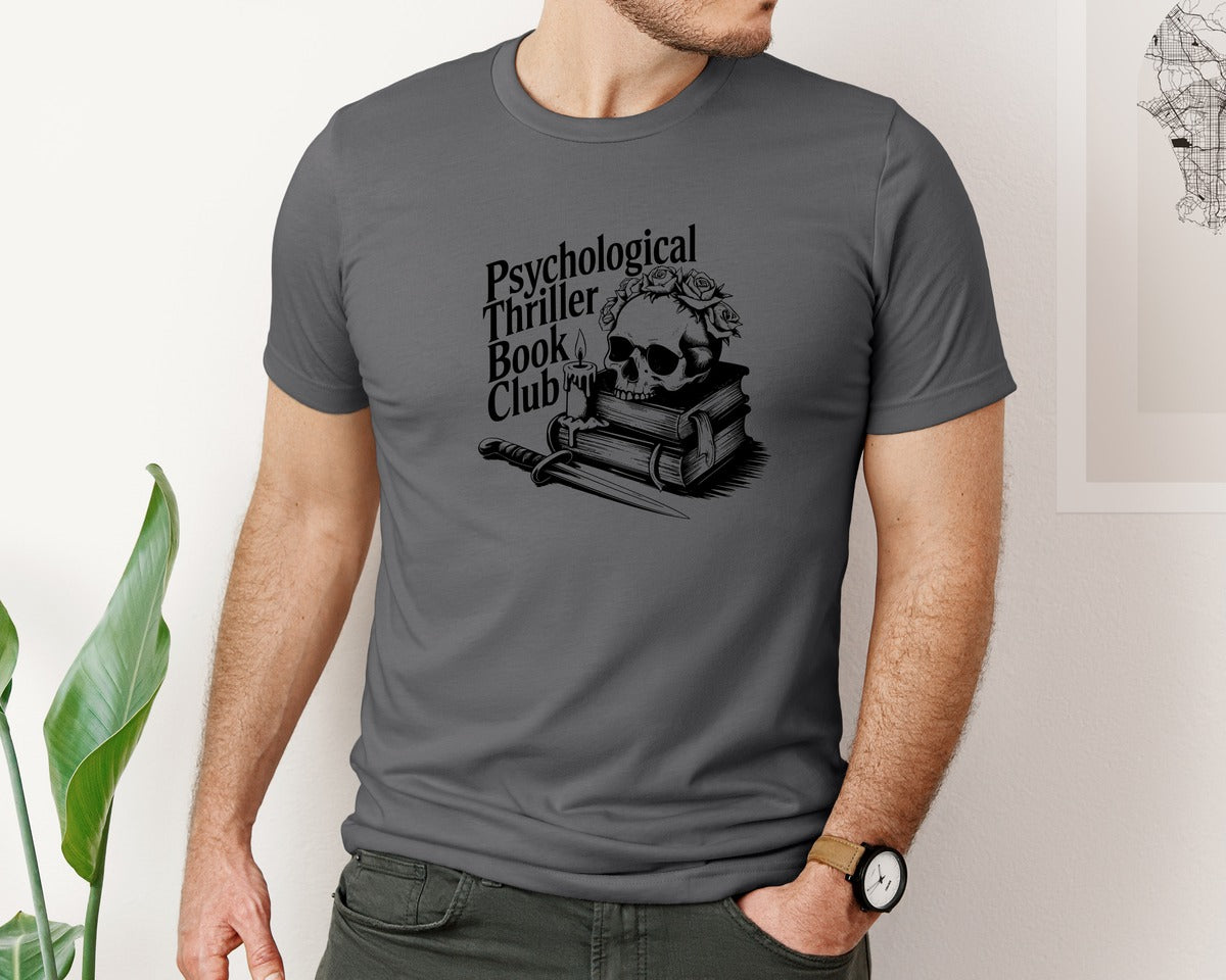 brand:Bella Canvas|color:Asphalt|Psychological Thriller Book Club T S Graphic T-Shirt
