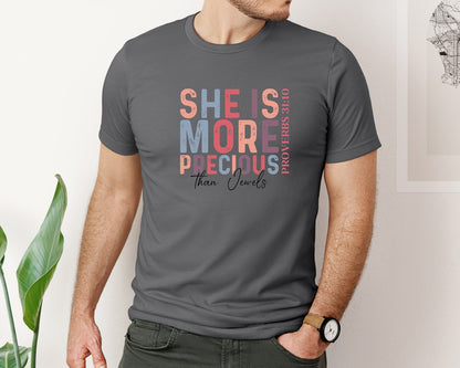 brand:Bella Canvas|color:Asphalt|Christian Quotes Mom Bible Verse Graphic T-Shirt