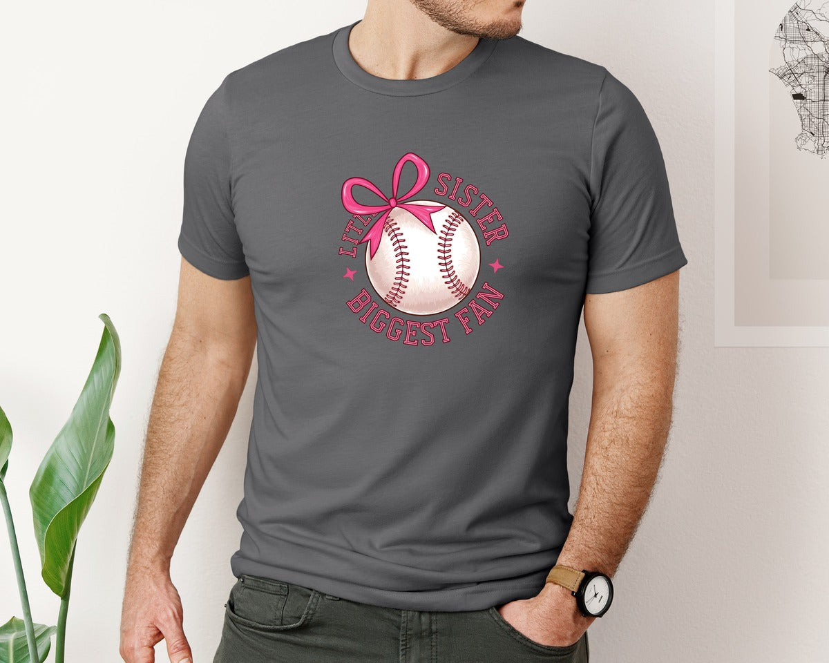 brand:Bella Canvas|color:Asphalt|Baseball Sister Little Sister Graphic T-Shirt