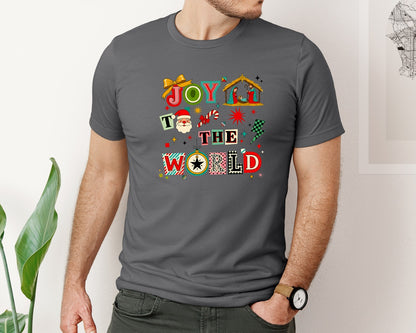 brand:Bella Canvas|color:Asphalt|Joy To The World Christmas 9 Graphic T-Shirt