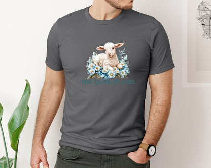 brand:Bella Canvas|color:Asphalt|Easter Lamb Of God Christian Graphic T-Shirt