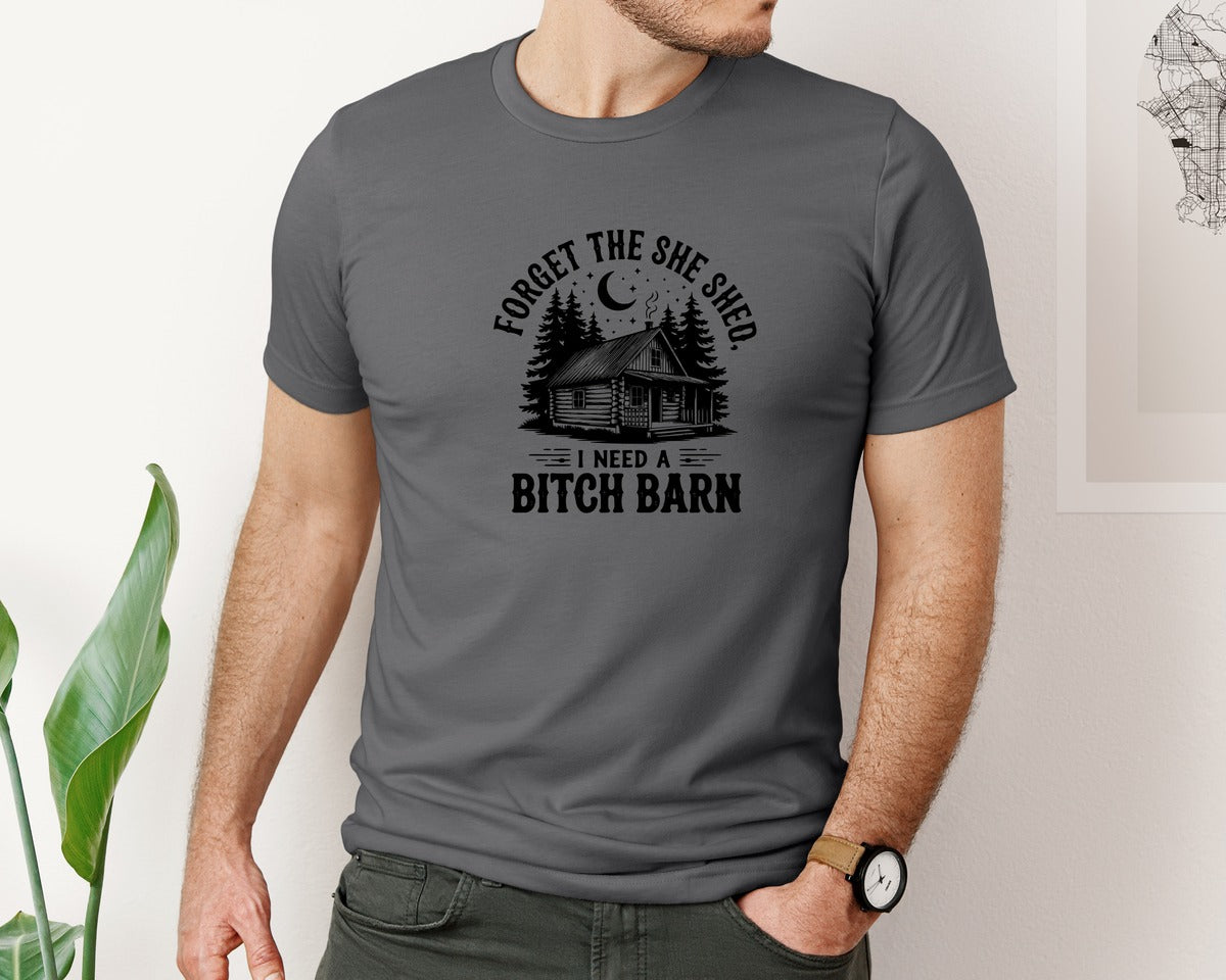 brand:Bella Canvas|color:Asphalt|Farm Home Svgforget The She Shed Tshirt Graphic T-Shirt