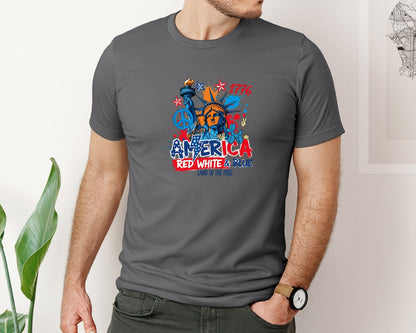 brand:Bella Canvas|color:Asphalt|Statue Of Liberty Usa Graphic T-Shirt