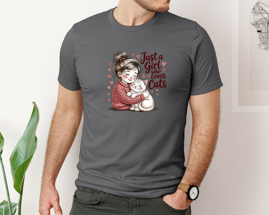 Just A Girl Who Loves Cats Cute Cat Graphic T-Shirt