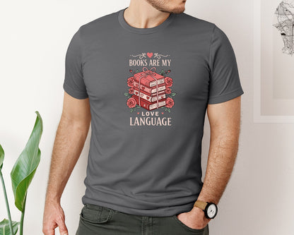 brand:Bella Canvas|color:Asphalt|Valentine Book Lover Books Are My Love Graphic T-Shirt