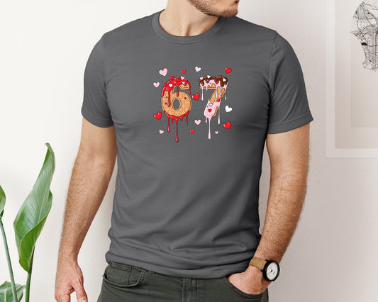 Valentine Ice Cream 67 Dripping Design Graphic T-Shirt