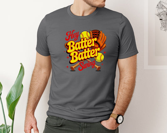 Retro Softball Batter Batter Swing Graphic T-Shirt