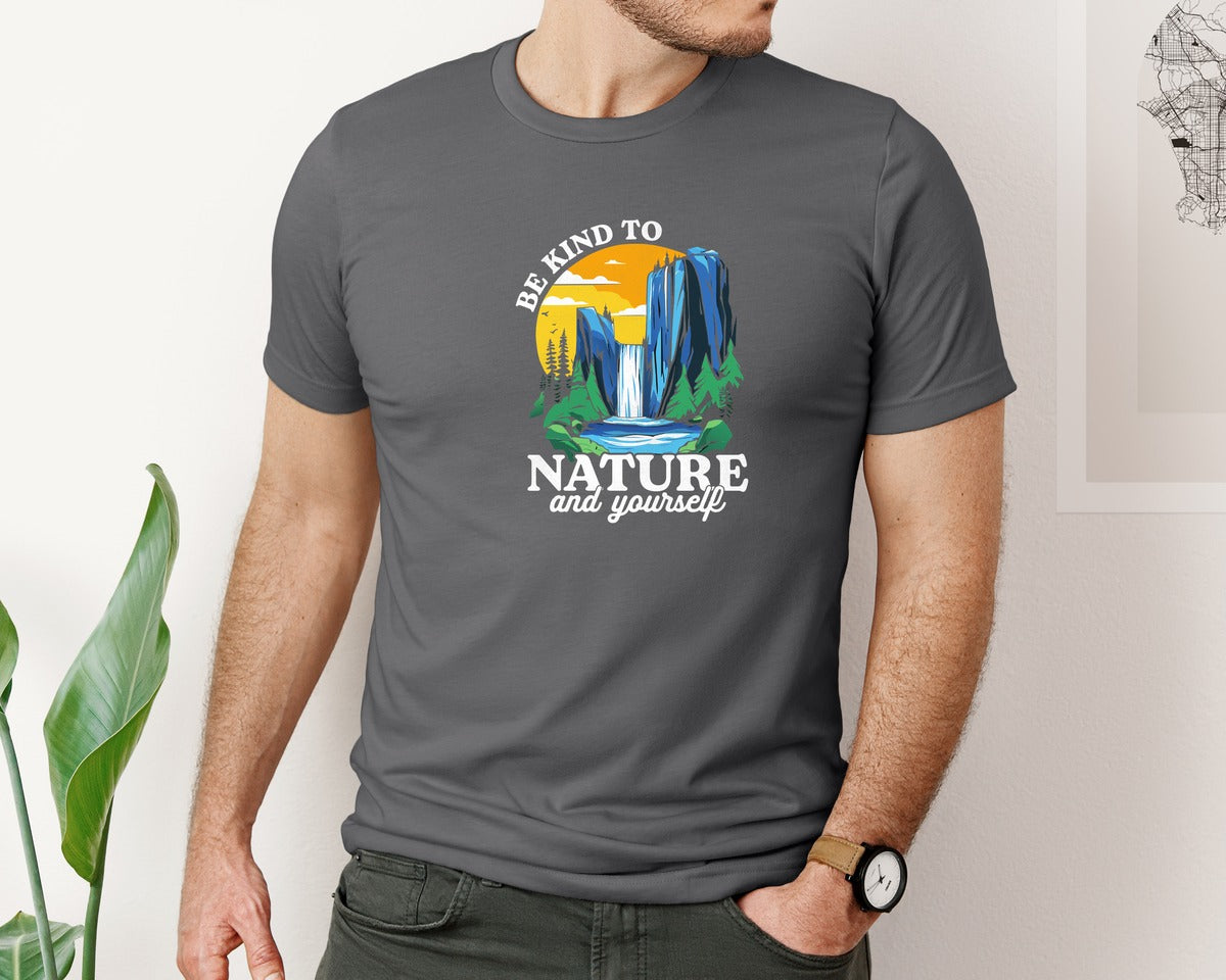 brand:Bella Canvas|color:Asphalt|Be Kind To Nature And Yourself Graphic T-Shirt
