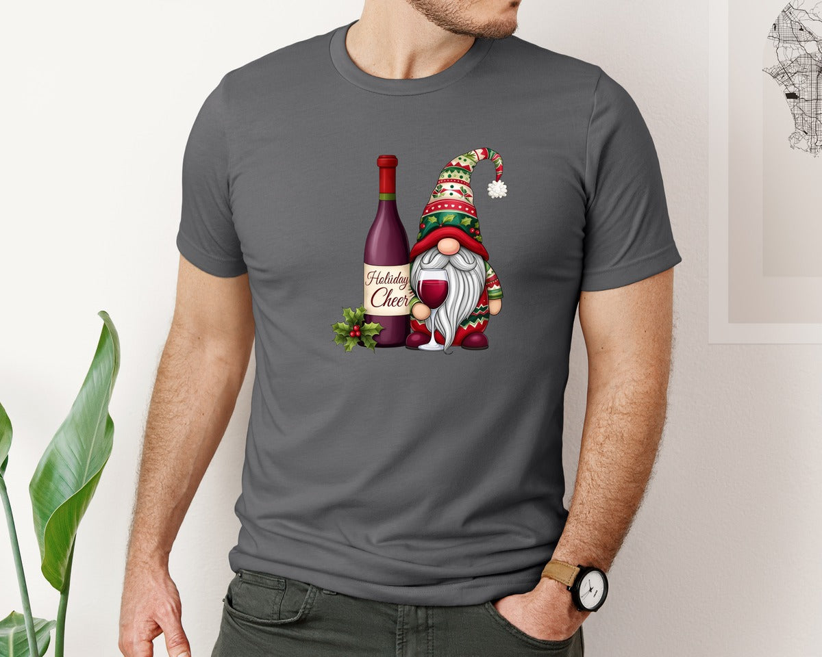 brand:Bella Canvas|color:Asphalt|Holiday Cheer Christmas Gnome Graphic T-Shirt