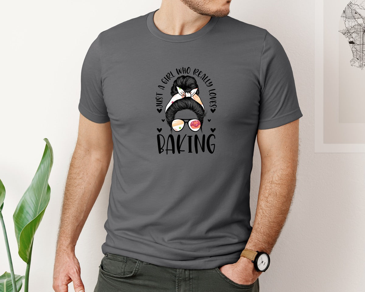 brand:Bella Canvas|color:Asphalt|Baking Girl Hair Bow Sunglasses Graphic T-Shirt