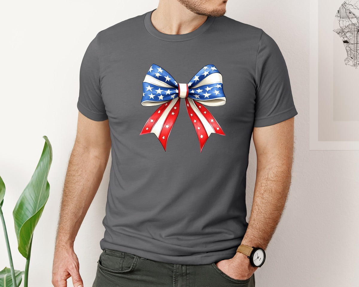 brand:Bella Canvas|color:Asphalt|4Th Of July Bow Design T Shirt 7 Graphic T-Shirt