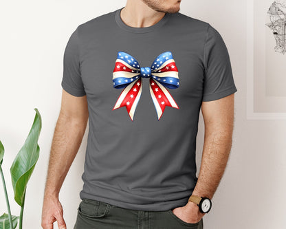 brand:Bella Canvas|color:Asphalt|4Th Of July Bow Design T Shirt 5 Graphic T-Shirt