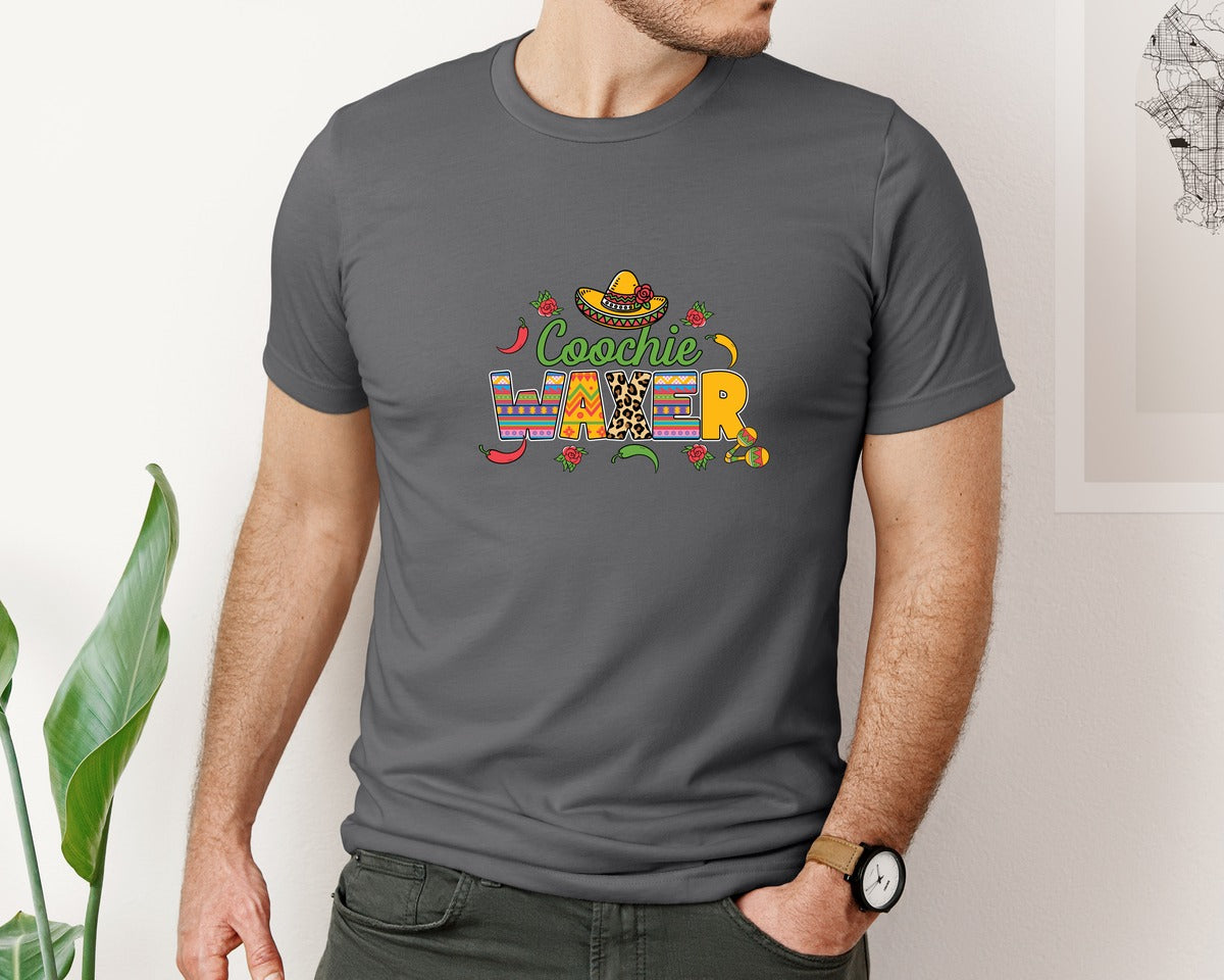 brand:Bella Canvas|color:Asphalt|Cinco De Mayo Coochie Waxer Mexico Graphic T-Shirt