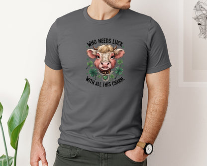 brand:Bella Canvas|color:Asphalt|Who Needs Luck With All This Charm 56 Graphic T-Shirt