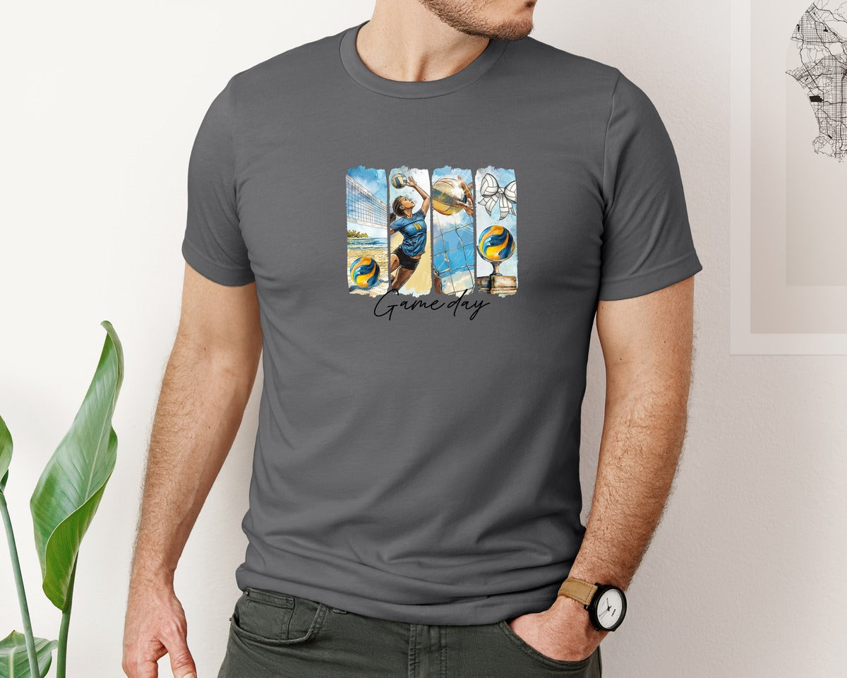 brand:Bella Canvas|color:Asphalt|Volleyball Game Day 3 Graphic T-Shirt