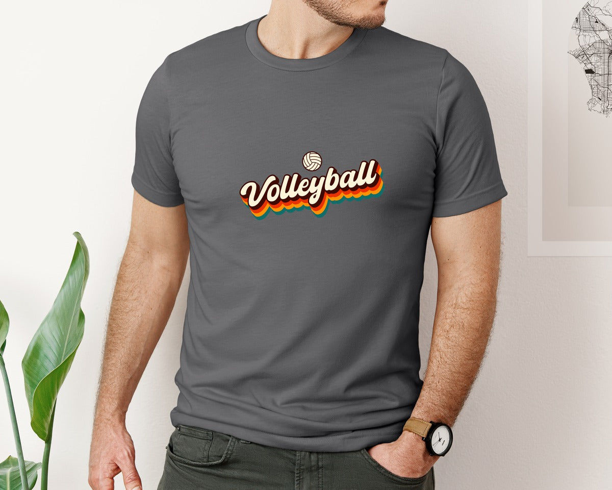 brand:Bella Canvas|color:Asphalt|Retro Volleyball T Shirt Design For Kids 2 Graphic T-Shirt