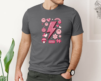 brand:Bella Canvas|color:Asphalt|Groovy Valentines Day 3 Graphic T-Shirt