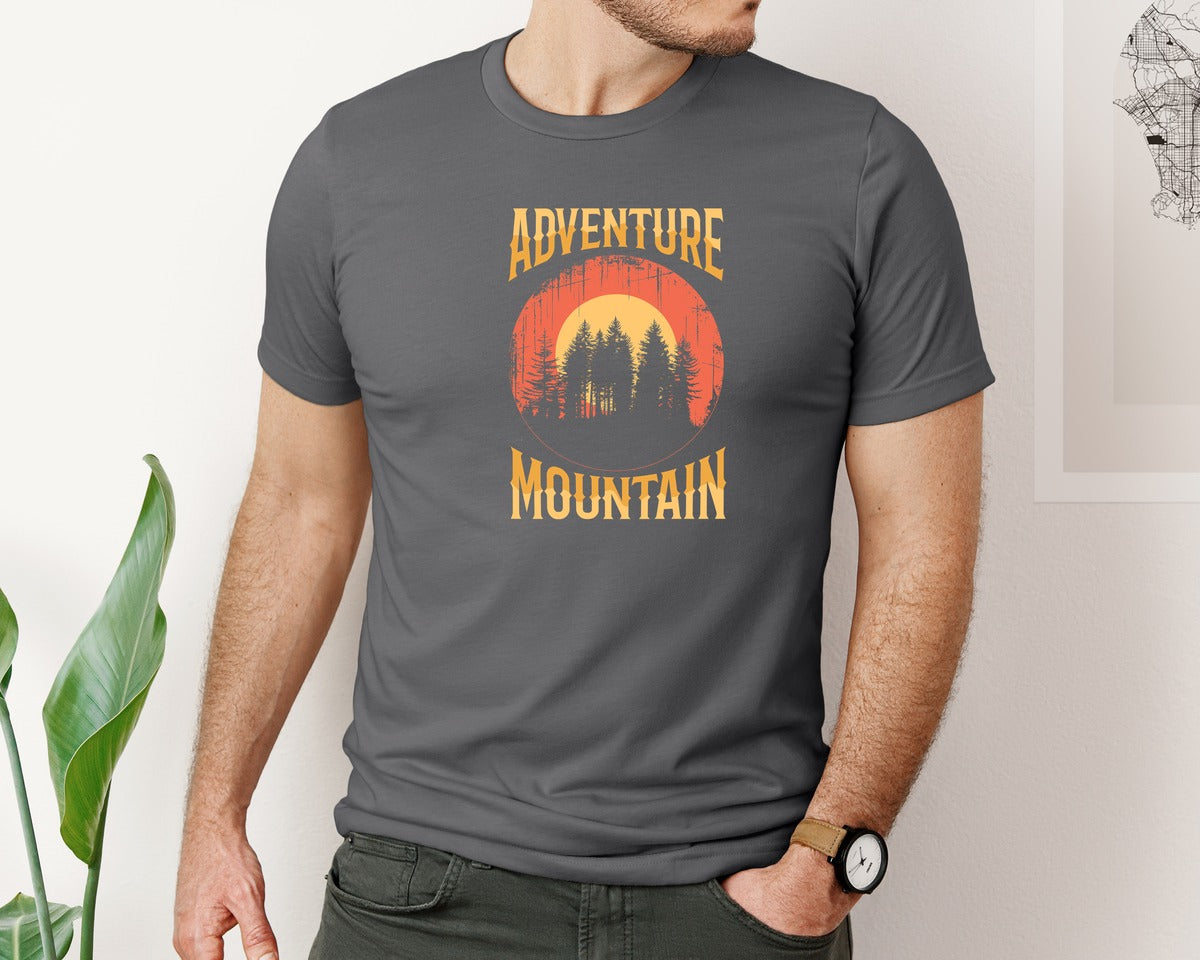 brand:Bella Canvas|color:Asphalt|Wild Life Experience Mountain Hiking Tee 4 Graphic T-Shirt