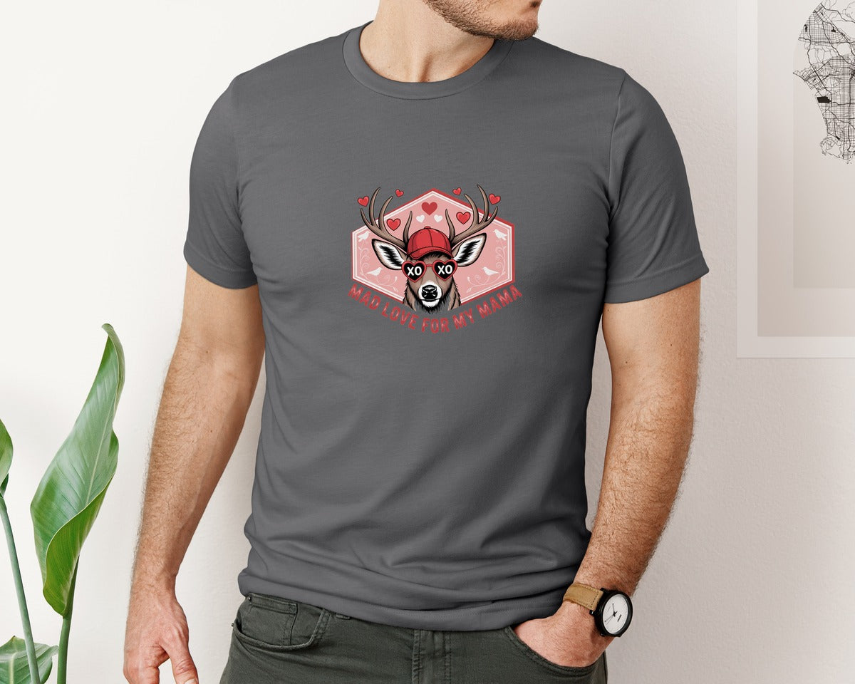 brand:Bella Canvas|color:Asphalt|Boys Valentines Mad Love For Mama P Graphic T-Shirt