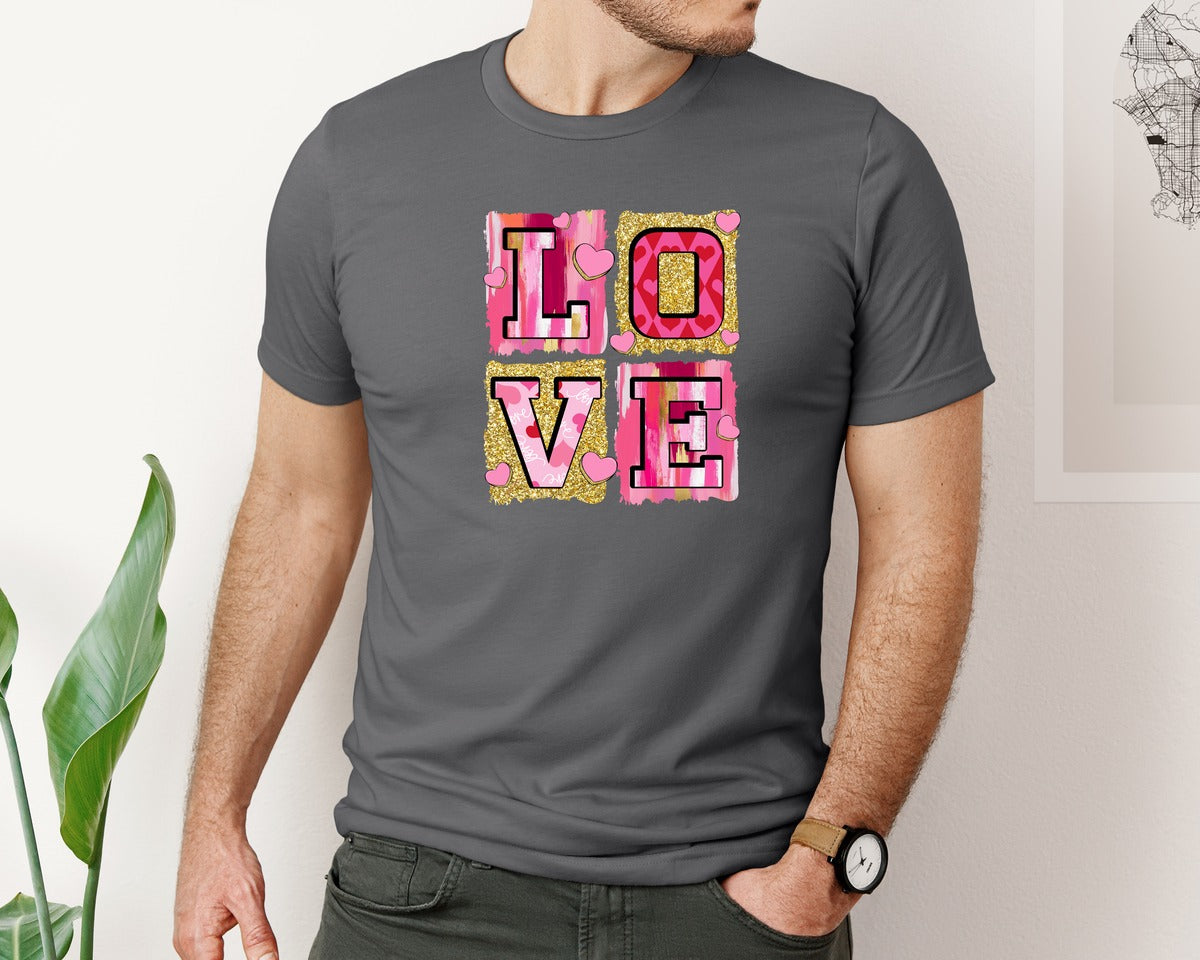 brand:Bella Canvas|color:Asphalt|Pink Valentines Day Love Coquette Graphic T-Shirt