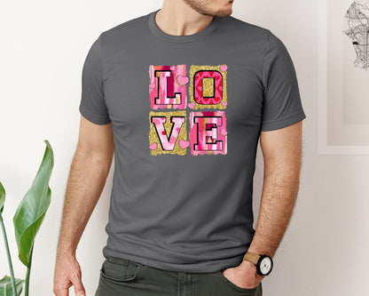 brand:Bella Canvas|color:Asphalt|Pink Valentines Day Love Coquette Graphic T-Shirt
