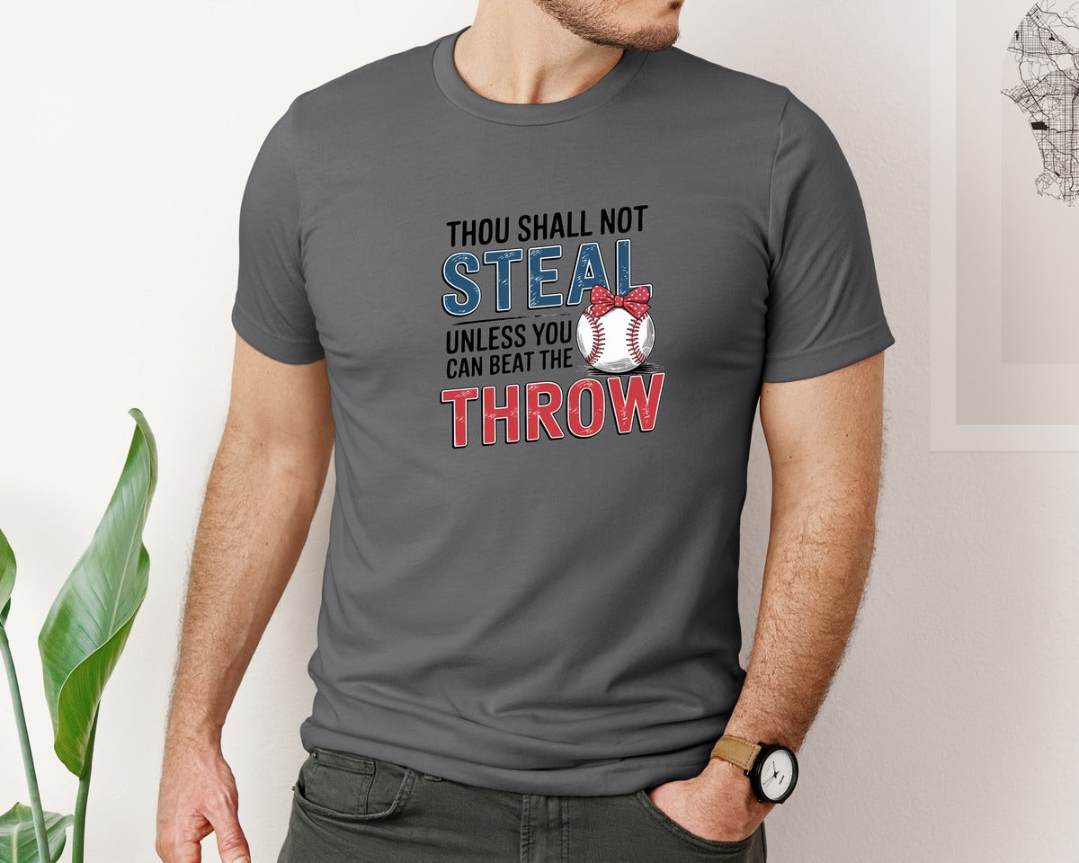 brand:Bella Canvas|color:Asphalt|Baseball Thou Shall Not Steal Graphic T-Shirt