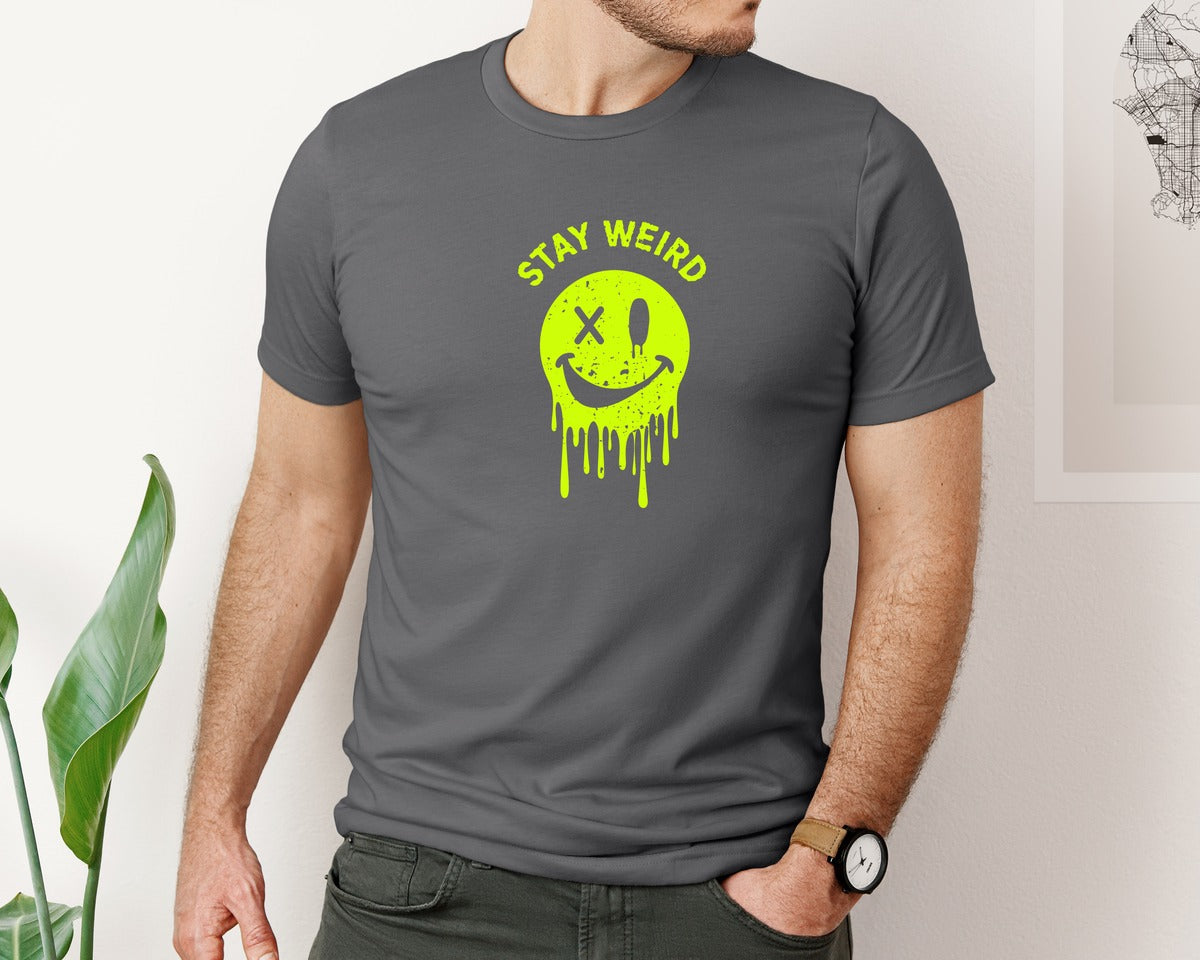 brand:Bella Canvas|color:Asphalt|Stay Weird Be Yourself Rebellious Spirit Graphic T-Shirt