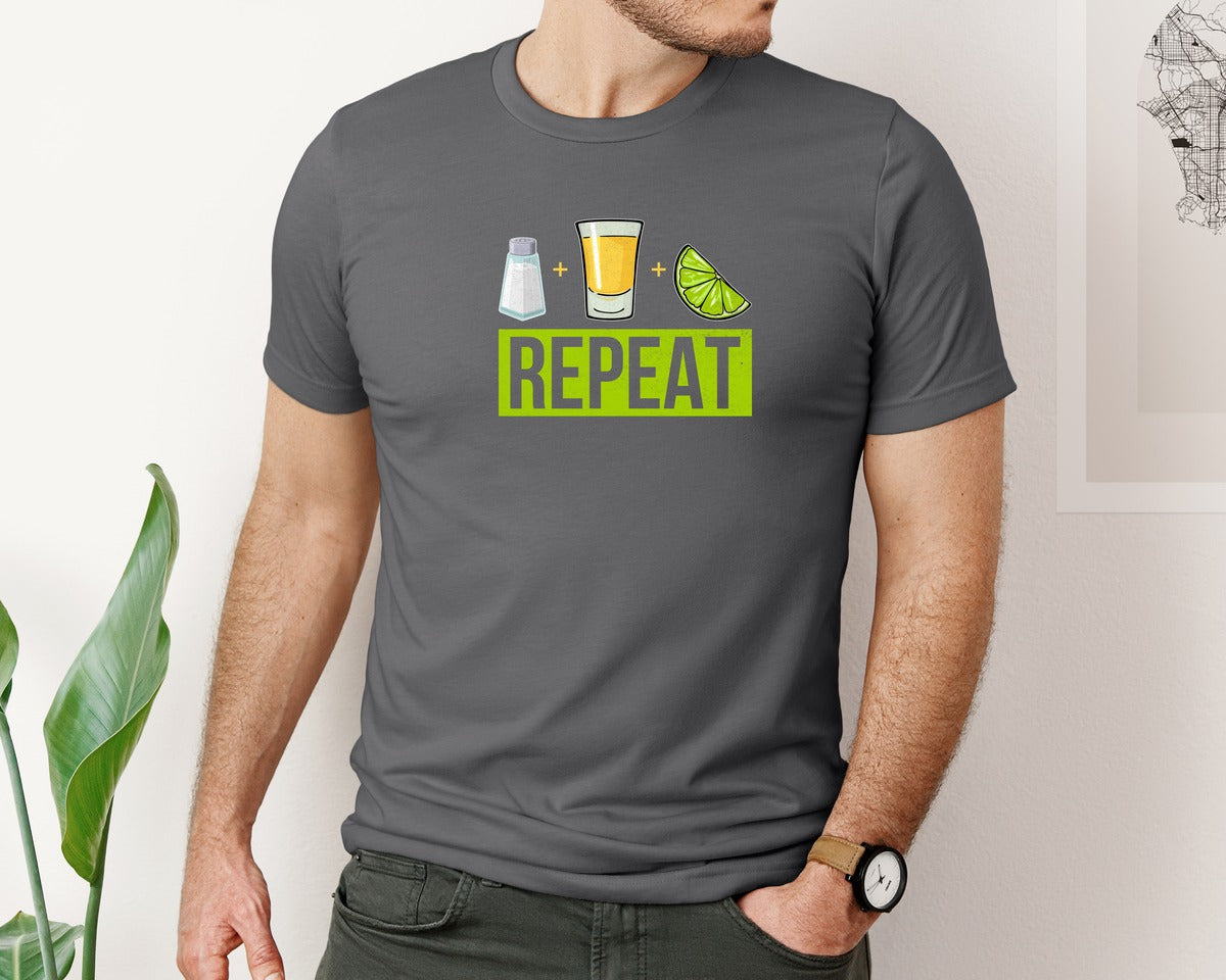 brand:Bella Canvas|color:Asphalt|Salt Tequila Lime Repeat Graphic T-Shirt