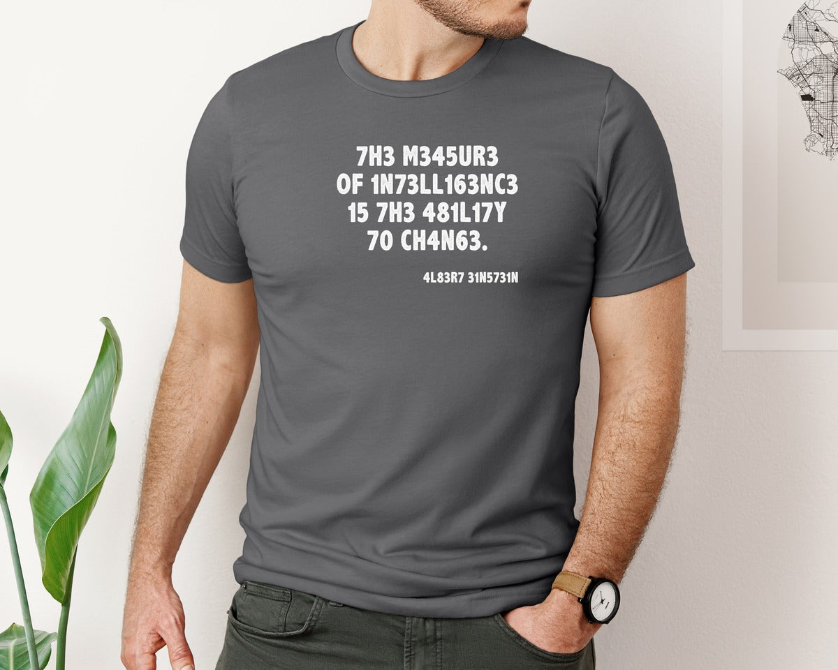 brand:Bella Canvas|color:Asphalt|Einstein The Measure Of Intelligence Graphic T-Shirt