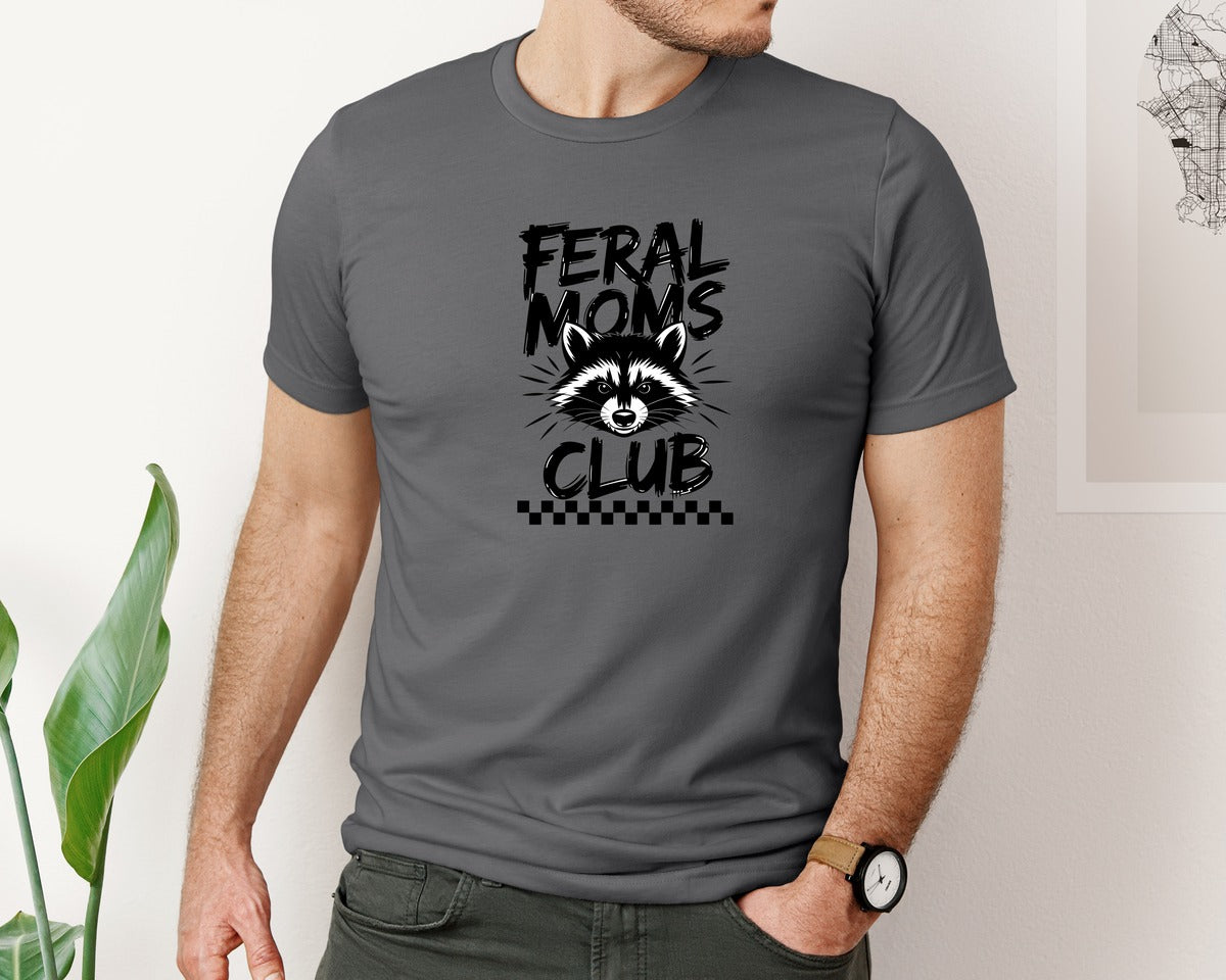 brand:Bella Canvas|color:Asphalt|Feral Moms Club Mom Life Raccoon Graphic T-Shirt