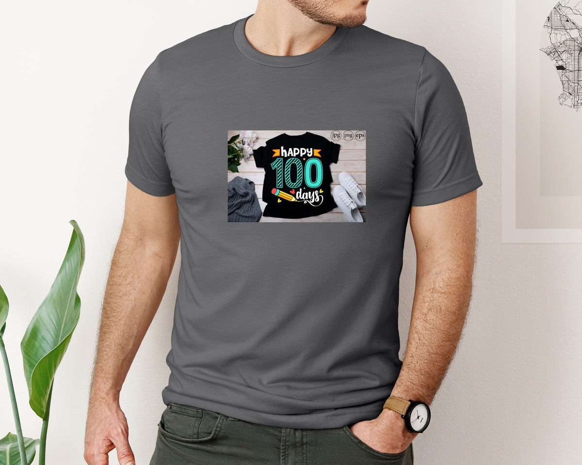 brand:Bella Canvas|color:Asphalt|100 Days Of School Shirt 10 Graphic T-Shirt