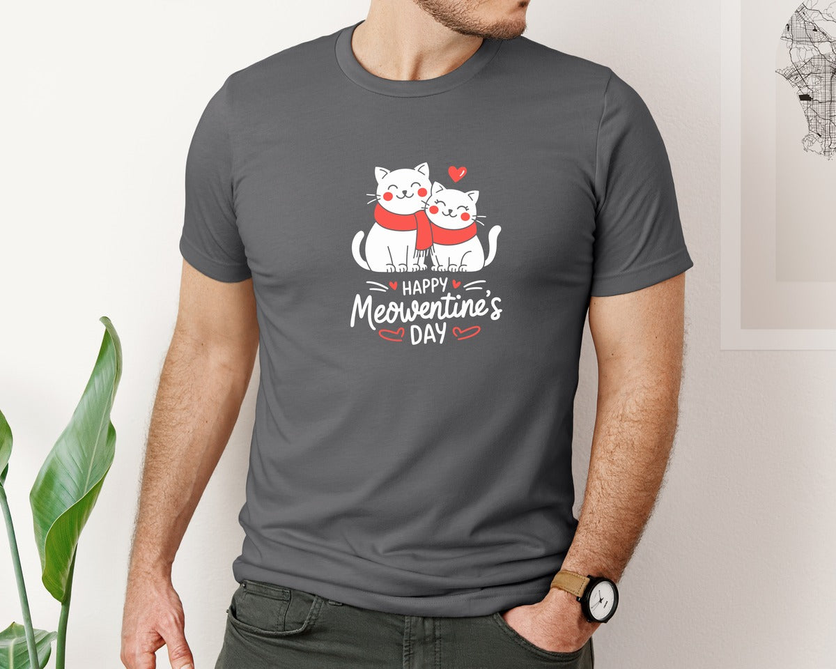 brand:Bella Canvas|color:Asphalt|Happy Meowentines Day T Shirt Design 2 Graphic T-Shirt