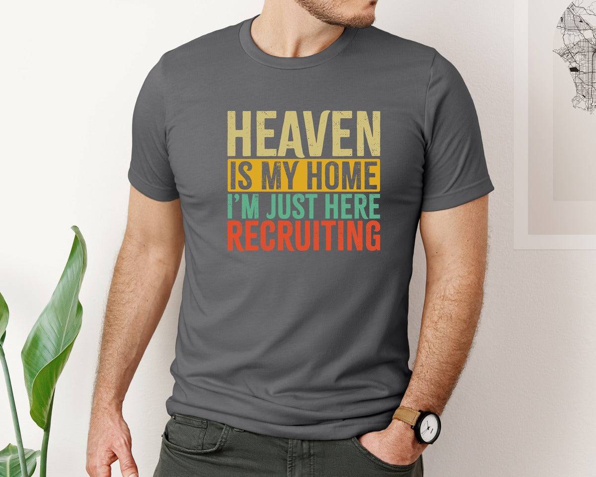 brand:Bella Canvas|color:Asphalt|Heaven Is My Home Christian Religious 2 Graphic T-Shirt