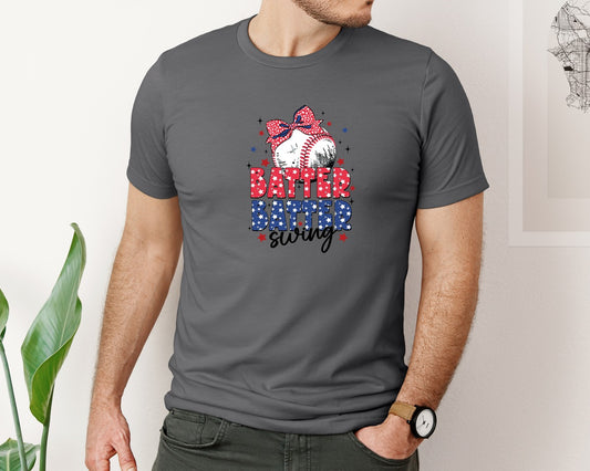 Girly Baseball Hey Batter Batter Graphic T-Shirt