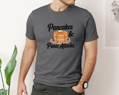 brand:Bella Canvas|color:Asphalt|Pancakes Panic Attacks Graphic T-Shirt