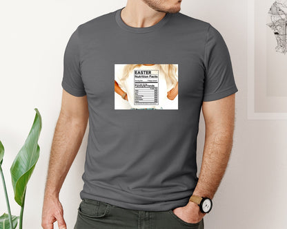 brand:Bella Canvas|color:Asphalt|Easter Nutrition Facts Easter 2 Graphic T-Shirt
