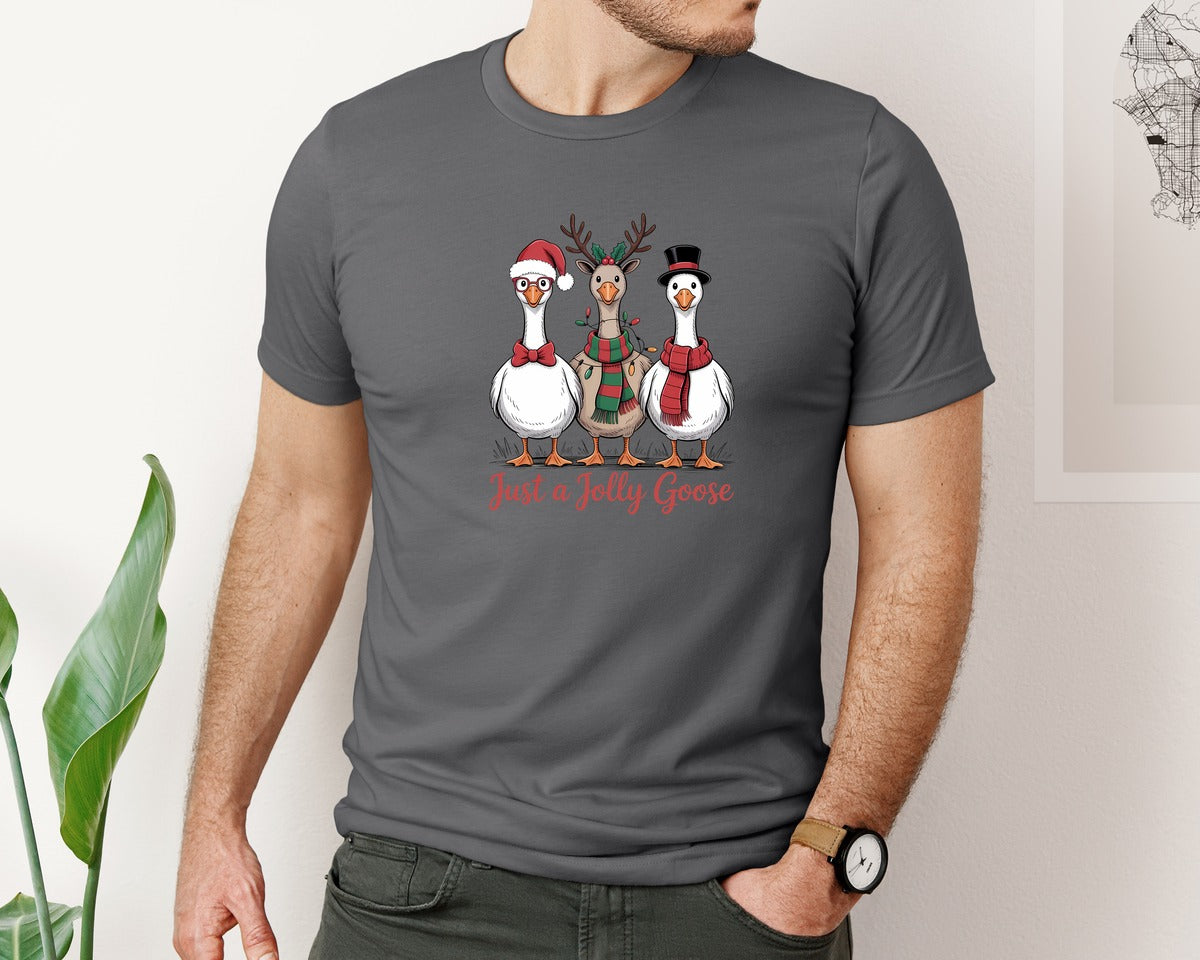 brand:Bella Canvas|color:Asphalt|Christmas Goose 5 Graphic T-Shirt