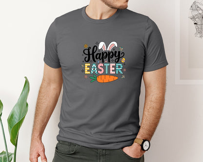 brand:Bella Canvas|color:Asphalt|Retro Happy Easter Design 7 Graphic T-Shirt