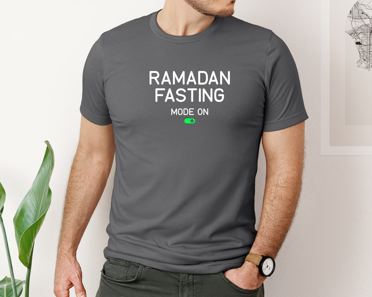 brand:Bella Canvas|color:Asphalt|Ramadan Fasting Mode On Ramadan Typogra Graphic T-Shirt